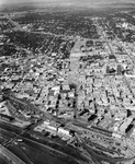 Aerial of cleared land for Woodall Rodgers freeway, Dallas, Texas by Squire Haskins Photography Inc.