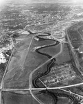 Aerial of the Trinity River, looking east to downtown Dallas, Texas by Squire Haskins Photography Inc.