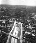 An aerial of the end of freeway construction of the R. L. Thornton and Stemmons expressways, Dallas, Texas by Squire Haskins Photography Inc.