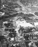 An aerial view of I-45 and Fourth Ward in Houston, and construction of Buffalo Bayou bridge by Squire Haskins Photography Inc.