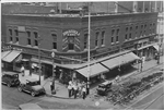 Fort Worth street scene and businesses - John Bostick Jr. and Bros. Real Estate and Rentals, Renfro Drugs No. 4, Webb Sandwich shop