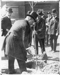 President Theodore Roosevelt plants tree in front of Fort Worth's Carnegie Public Library