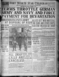 Fort Worth Star-Telegram front page, 11/10/1918, Armistice Day