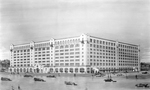 Artist drawing of Montgomery Ward building on 7th Street, Fort Worth