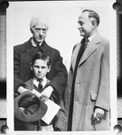 Group photograph with Kenesaw Mountain Landis, Amon Carter Sr. and Amon Carter Jr.