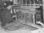 Crazy's Wife, Navajo Indian woman from Arizona weaving a rug at Fort Worth Frontier Centennial