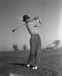 Ben Hogan swings a golf club, 1938