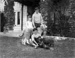 Amon G. Carter's children with the family dog on Thanksgiving Day