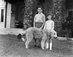 Amon G. Carter's children with the family dog on Thanksgiving Day
