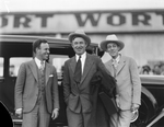Frank Hawks, Will Rogers, and Jimmie Rodgers arriving at the Meacham Field Airport