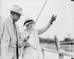 Amon G. Carter with Mrs. Katherine Kingsbery Stripling at Shady Oak Farm