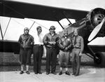 Major General Ben D. Foulois at airport with other Army Flying officers