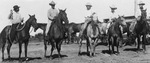 Charlie Smith, Tom Reed, Will Rogers, and Odie Franklin at the Waggoner Three D Ranch by Frank Reeves Sr.
