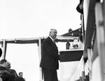 American Airways dedication ceremony, James A. Farley at a podium