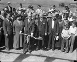 Narcotic Farm Federal Groundbreaking Exercises in Fort Worth, shovel held by Dr. Walter L. Treadway