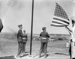Narcotic Farm Federal Groundbreaking Exercises in Fort Worth, High School cadets raising the flag