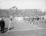 Two bands playing on the field during Texas Christian University (T. C. U.) vs. Santa Clara football game