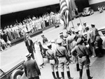 Crowd gathers to say farewell to President Franklin D. Roosevelt at Fort Worth's Texas & Pacific train station