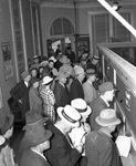 Depression-era run on the bank; a crowd waits to withdraw their money from the First State Bank of Arlington