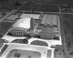 Airview of Will Rogers Memorial Coliseum, Tower, Auditorium, and livestock barns