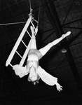 Fort Worth Fall Horse Show and Community Circus; Virginia Montgomery on swinging ladder, 11/1937