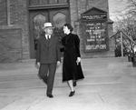 Rev. and Mrs. Marcus M. Chunn walking down steps of Central Methodist Church
