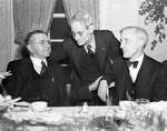 Fort Worth and North Texas attorneys attend dinner at Hotel Texas; from left, Asso. Justice John H. Sharp, Judge Harry N. Graves, and Presiding Judge G.B. Smedley, 02/26/1938