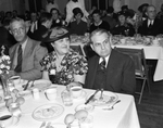 Franklin D. Roosevelt Appreciation Dinner sponsored by Tarrant County Democratic organizations at Hotel Texas; Mr. and Mrs. Max K. Mayer of Fort Worth, man on far left not identified