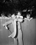 Ed Ritchey showing a snake at the Forest Park Zoo, Fort Worth, Texas