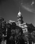 Flag pole is bare on top of the Tarrant County Court House