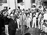 Amon Carter with Texas Christian University band in California