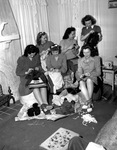 Poly rainbow assembly group knitting