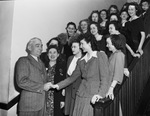Ben E. Keith with women of Texas Christian University's (T. C. U.) Dan Waggoner Hall