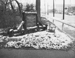Snow scene showing Trinity Park sign