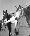 Fern Sawyer with horse Belen and second cutting horse (not identified)