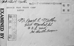 Envelope sent by Private Albert Ray Miller from a Japanese prison camp