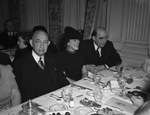 Leon Gross Testimonial Dinner: Simon Hick, Mrs. I. F. Spencer, and Dave Bronne