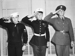 Left to right: Navy, J. C. Gunter; Marine Corp. S. F. Schreiner; Army, Sergeant J. O. Bell
