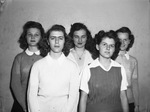 Our Lady of Victory leaders. Back row, left to right, Misses Mildred Luke, Sarah Frances Schad, Mary Ellen Dollins; front row, left to right, Jean Hutton and Janis Todd