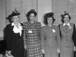 Texas Sheep and Goat Raisers Association. Left to right, Miss Guy Nations of Maryneal, Mrs. J. W. Lawhon Junior of El Dorado, Mrs. Ed Willoughby of San Angelo and Mrs. Worth Evan of Fort Davis