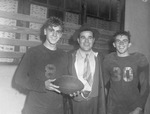 Football Lufkin High School. Coach Buck Prejean, Center, and Les Taylor, left, and Oliver Mckay, right