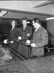 Army Air Forces Training Command cafeteria opening: Private First Class Edna Hope, Sergeant Gladys Flamm, and Technical Sergeant Harold C. Turner