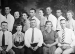 Blood donors. Family group: third from right in back row is Earl Moore, soldier, now in England