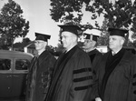 Texas Christian University graduating exercises. Professor Raymond A. Smith, Reverend Paul G. Preston, Doctor L. H. Hubbard, and David C. Reed