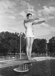 Swimmer Harvey Michner on diving board