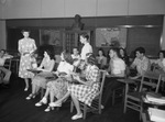 U. S. Constitution Quiz Contest. Doctor Julia Kathryn Garrett, Paschal, shown extreme left, explaining rules of the contest to her History class