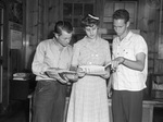 United States Constitution Quiz Contest. Billy Stephens, left, Cora Belle Chambers and John Horton, Birdville High School students