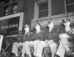 Armistice Day Parade. On the reviewing stand, Lieutenant General Barton K. Yount, Major J. H. Heath, and Captain Al Clyde