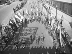 Sixth War Loan Drive parade, V-formation of flags