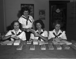 Camp Fire Girls Horizon Club members prepare 1944 Christmas Seal mail sale for Fort Worth-Tarrant County Tuberculosis Society